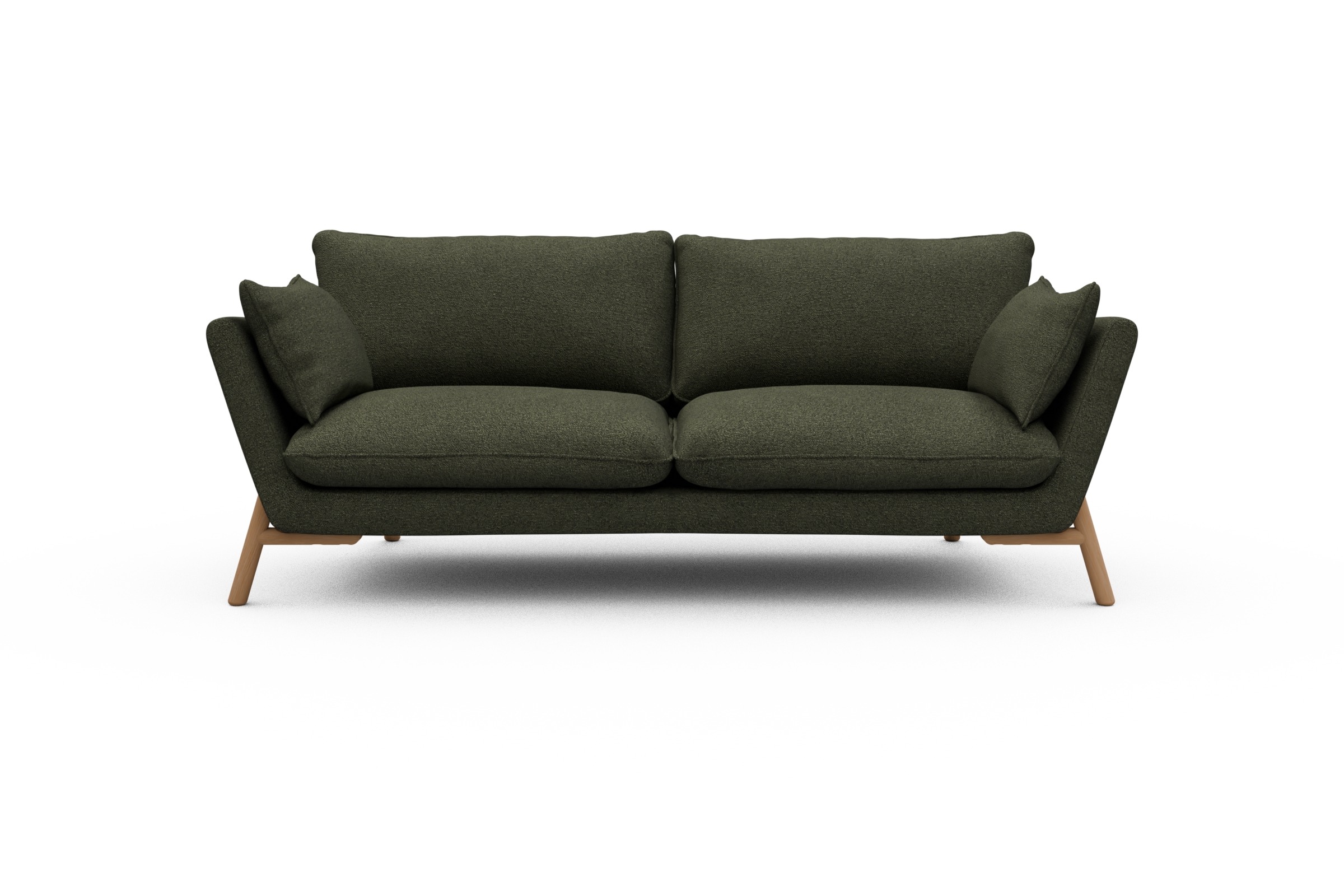 Skandi Home Sofa Emil 3-Sitzer Beinfarbe Eiche Natur Boucle-Forest-Green moebelfaktor