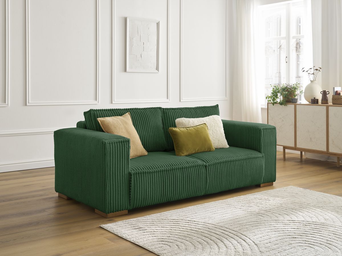 Bobochic Chelsea Sofa 2-Sitzer Breitcord weich Grün