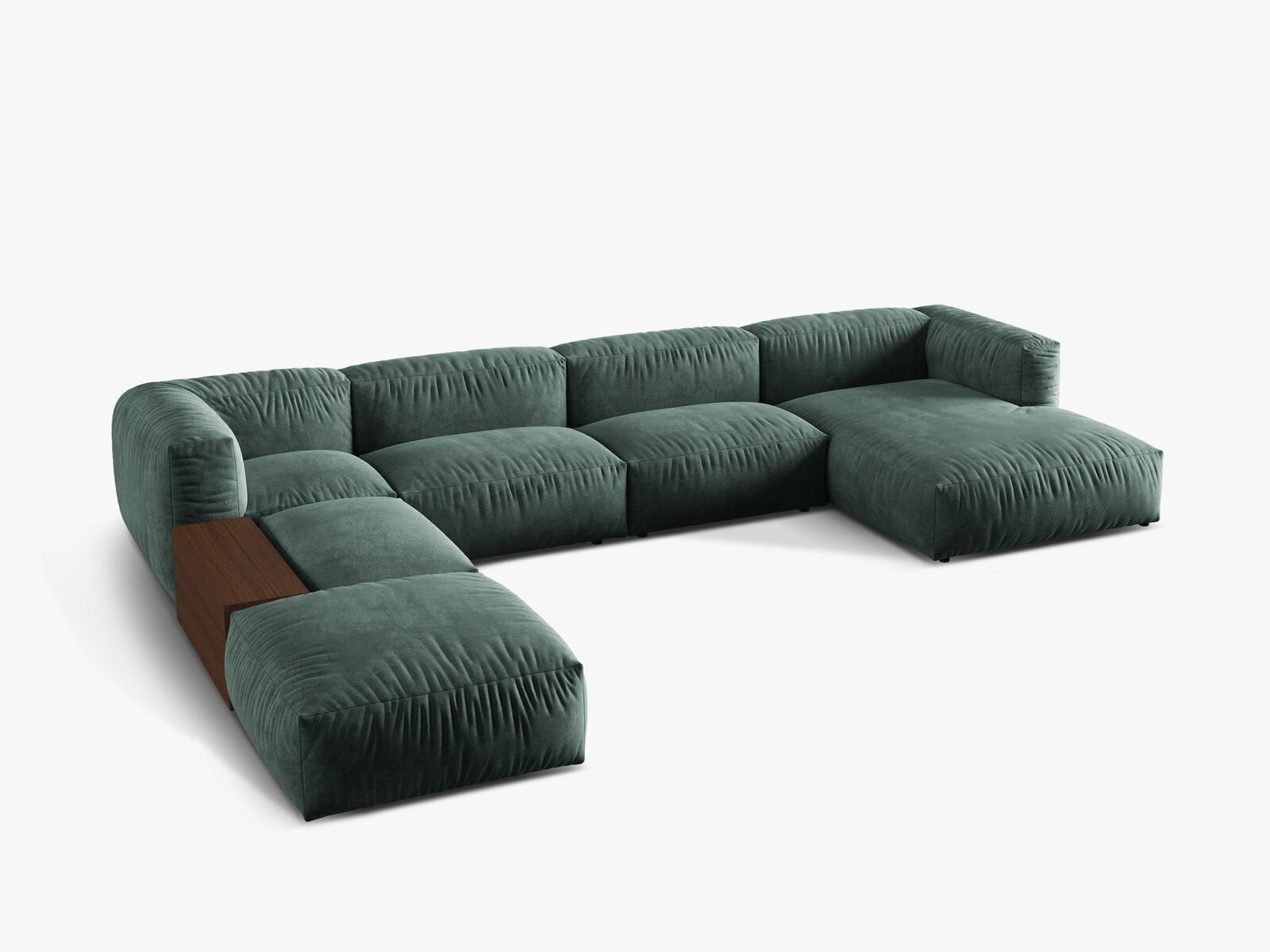Micadoni Panorama-Ecksofa Martina 5-Sitzer Links Samt Petrol