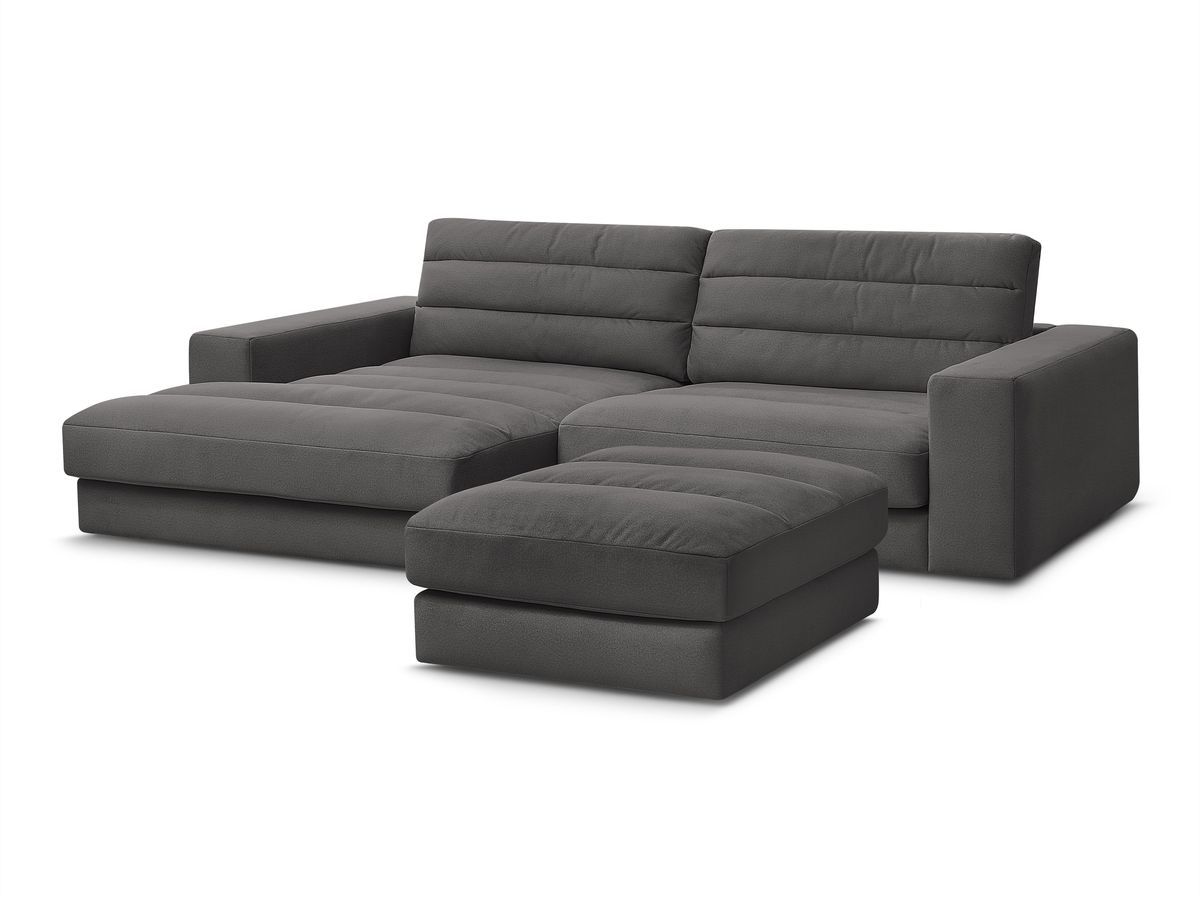 Bobochic Sierra Ecksofa mit Pouf Samt Schwarz Ecke links