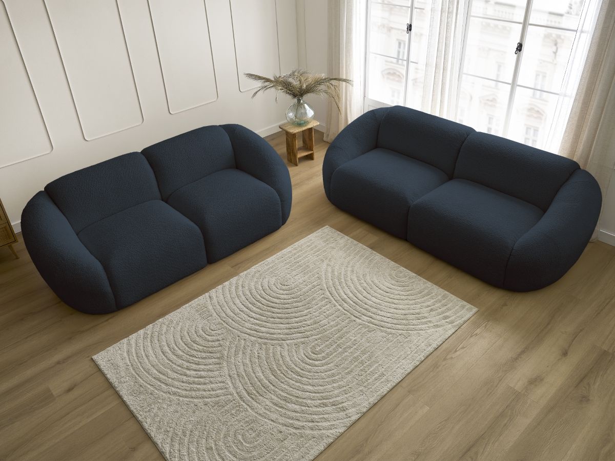 Bobochic Tina Sofa 5-Sitzer Bouclé-Stoff Dunkelblau