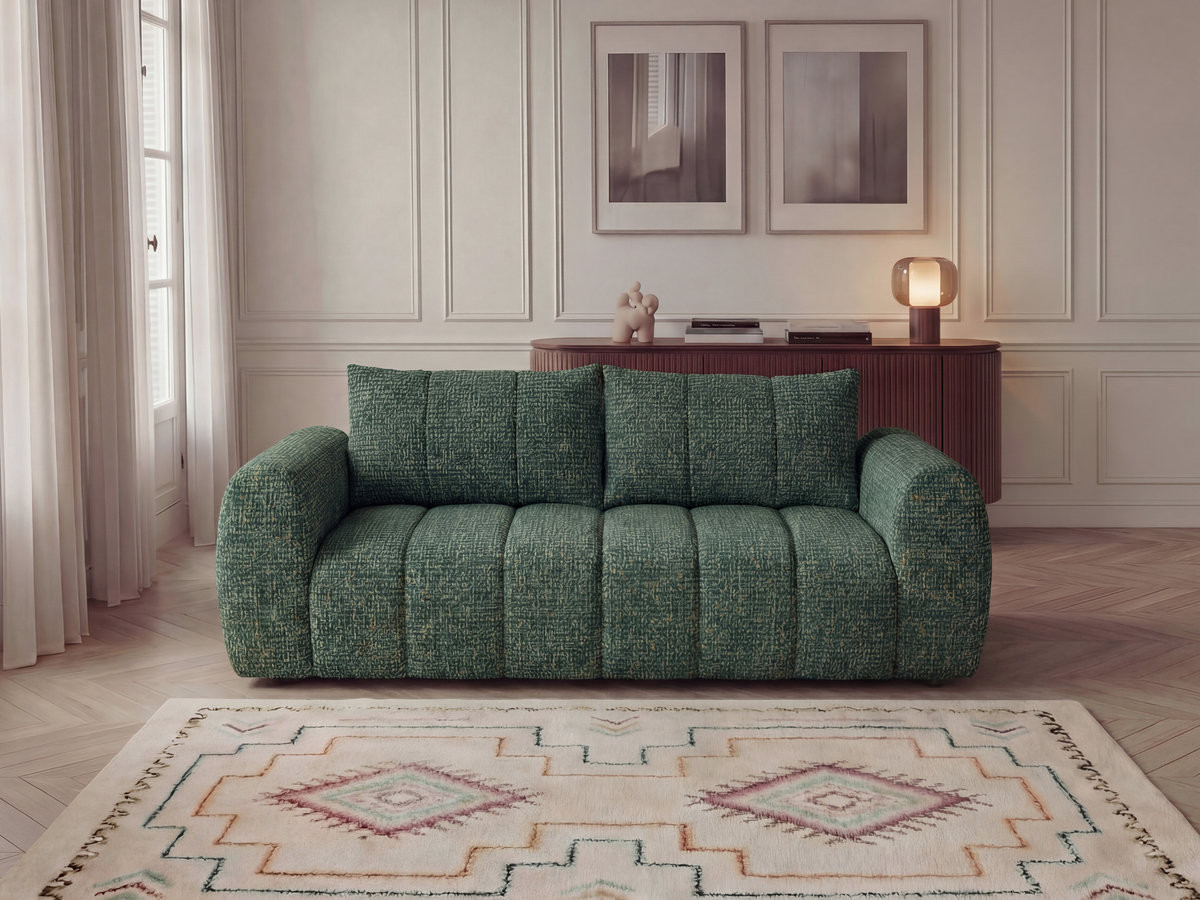 Bobochic Nesty Sofa 3-Sitzer Melange-Stoff Dunkelgrün