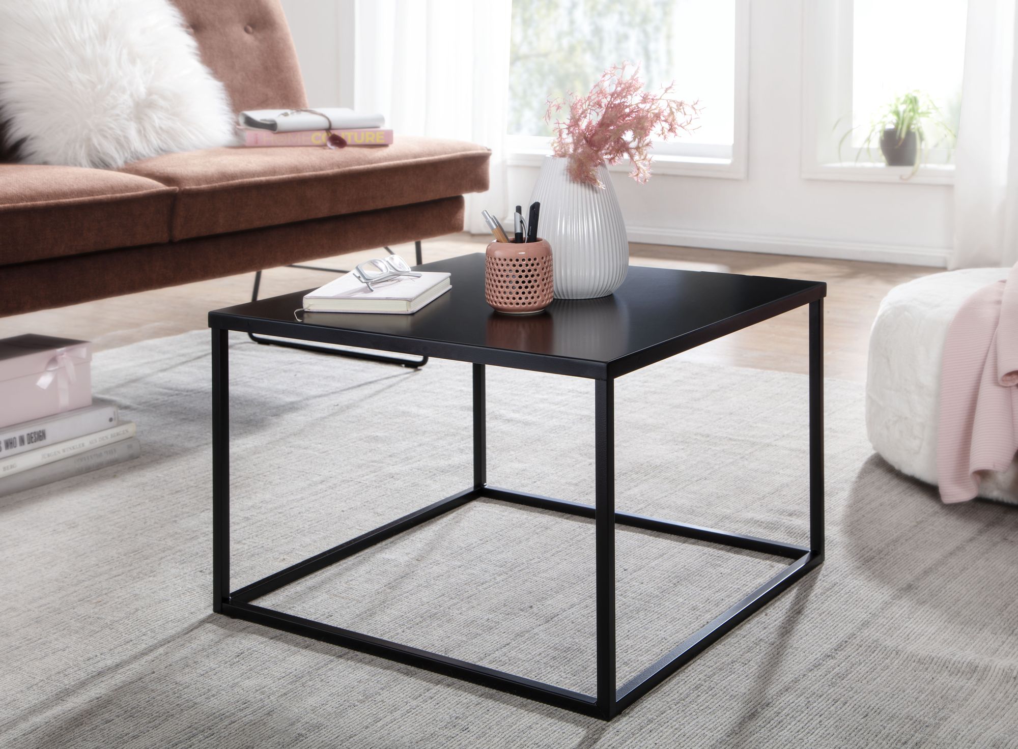 Couchtisch Storhofdi Metall Schwarz 60 × 60 × 40 cm