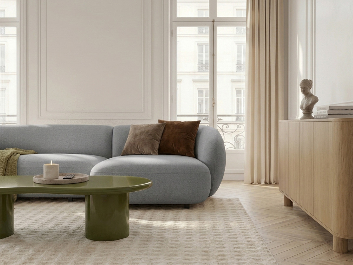 Bobochic Halo Ecksofa mit Schlaffunktion Stoff Grau Ecke rechts