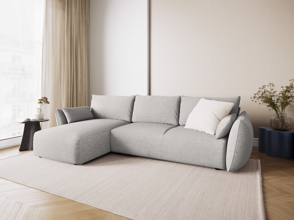 Cosmopolitan Design Ecksofa Matera 4-Sitzer mit Schlaffunktion Chenille Eden Silber Links
