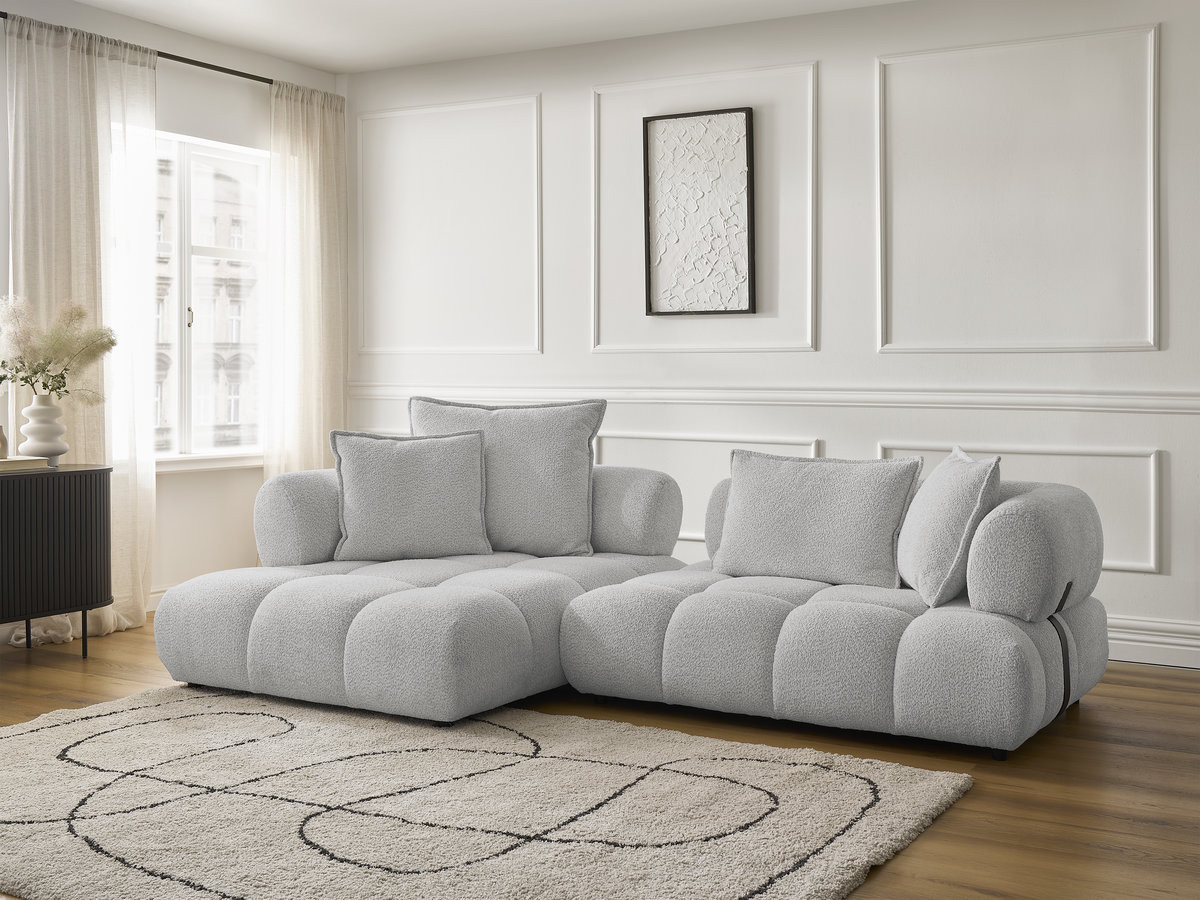 Bobochic Alya Ecksofa Bouclé-Stoff Hellgrau Ecke links