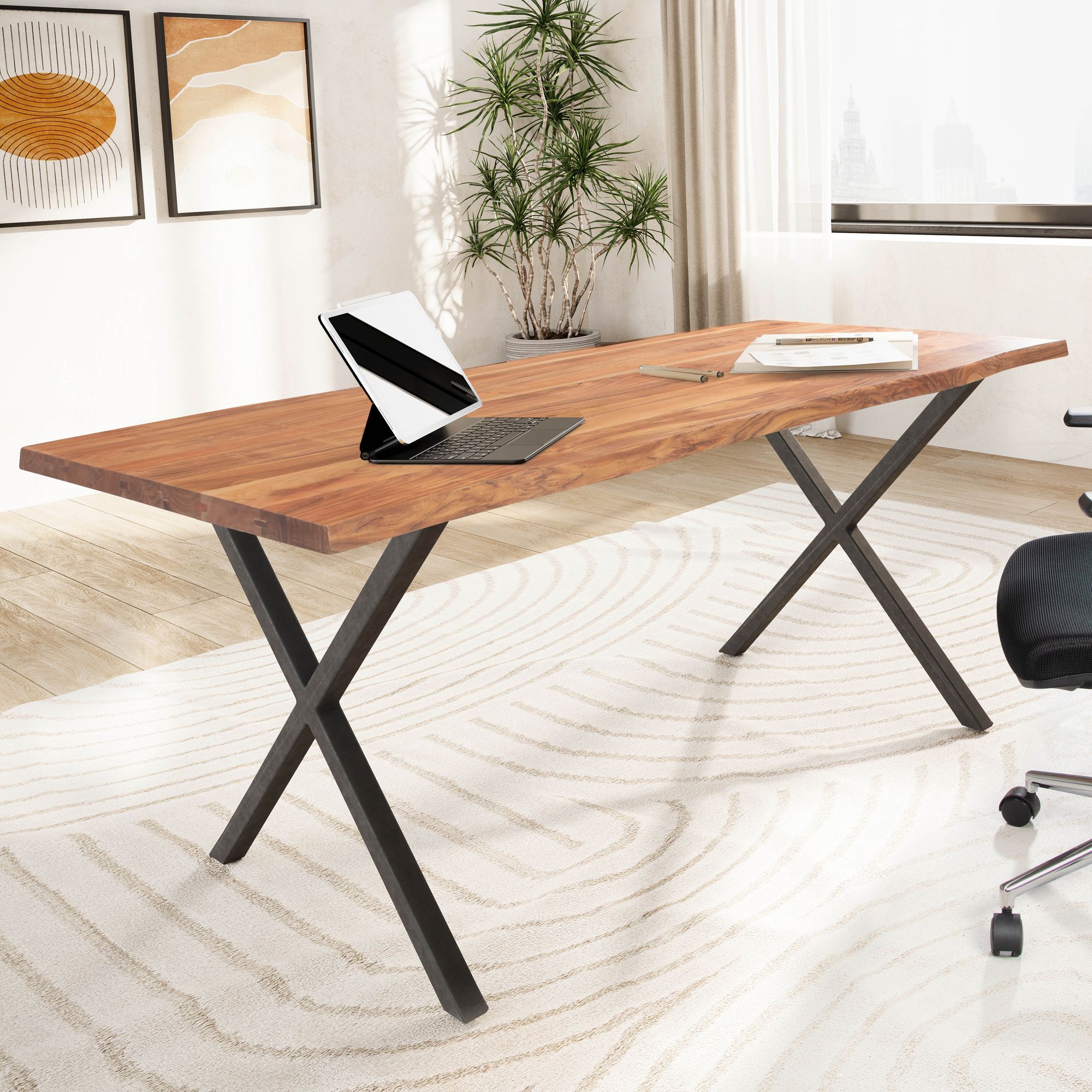 Schreibtisch Lensvik Akazie Massivholz 120 cm