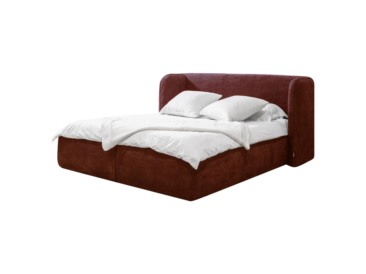 Bobochic Louise Polsterbett mit Bettkasten Stoff Rot, Liegefläche 140 × 190 cm