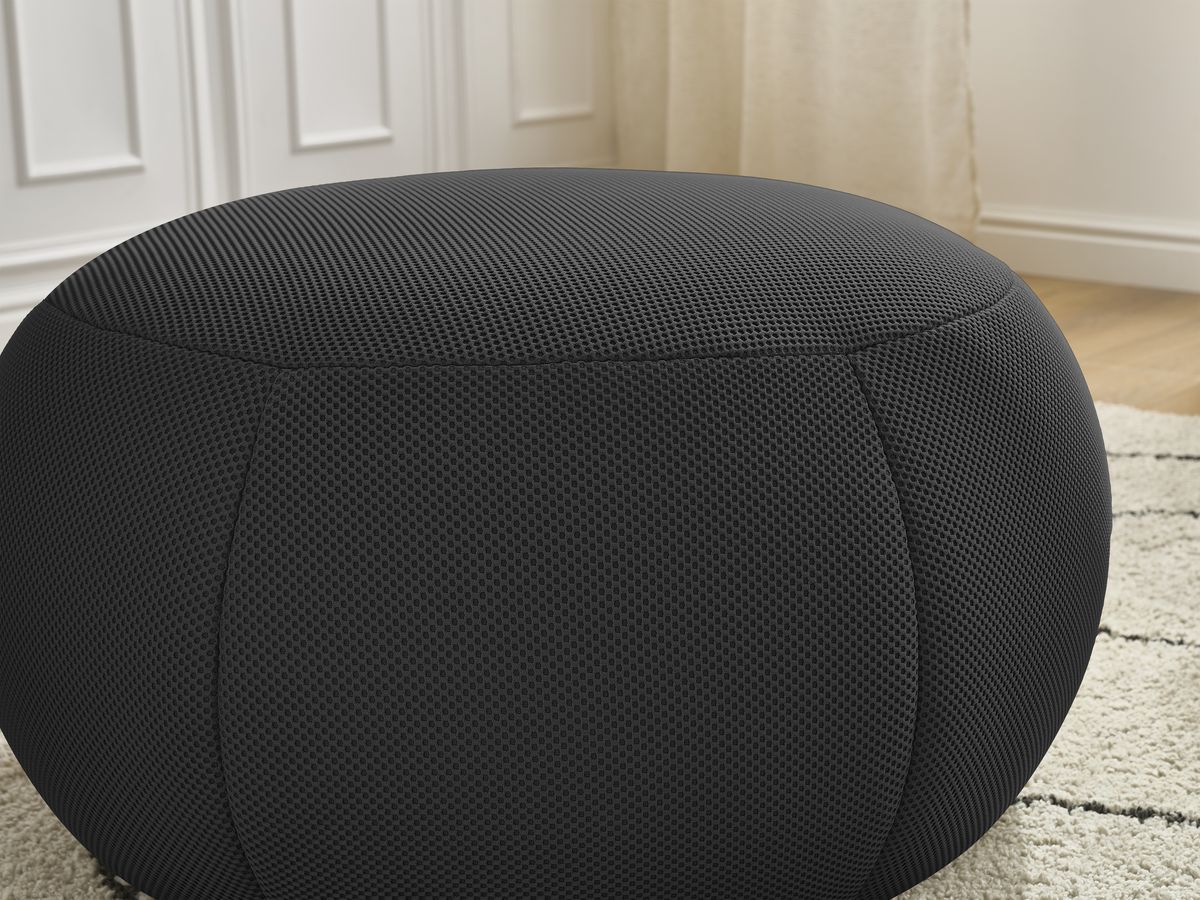 Bobochic Hayden Pouf, rund Mesh-Stoff Schwarz, 76 cm
