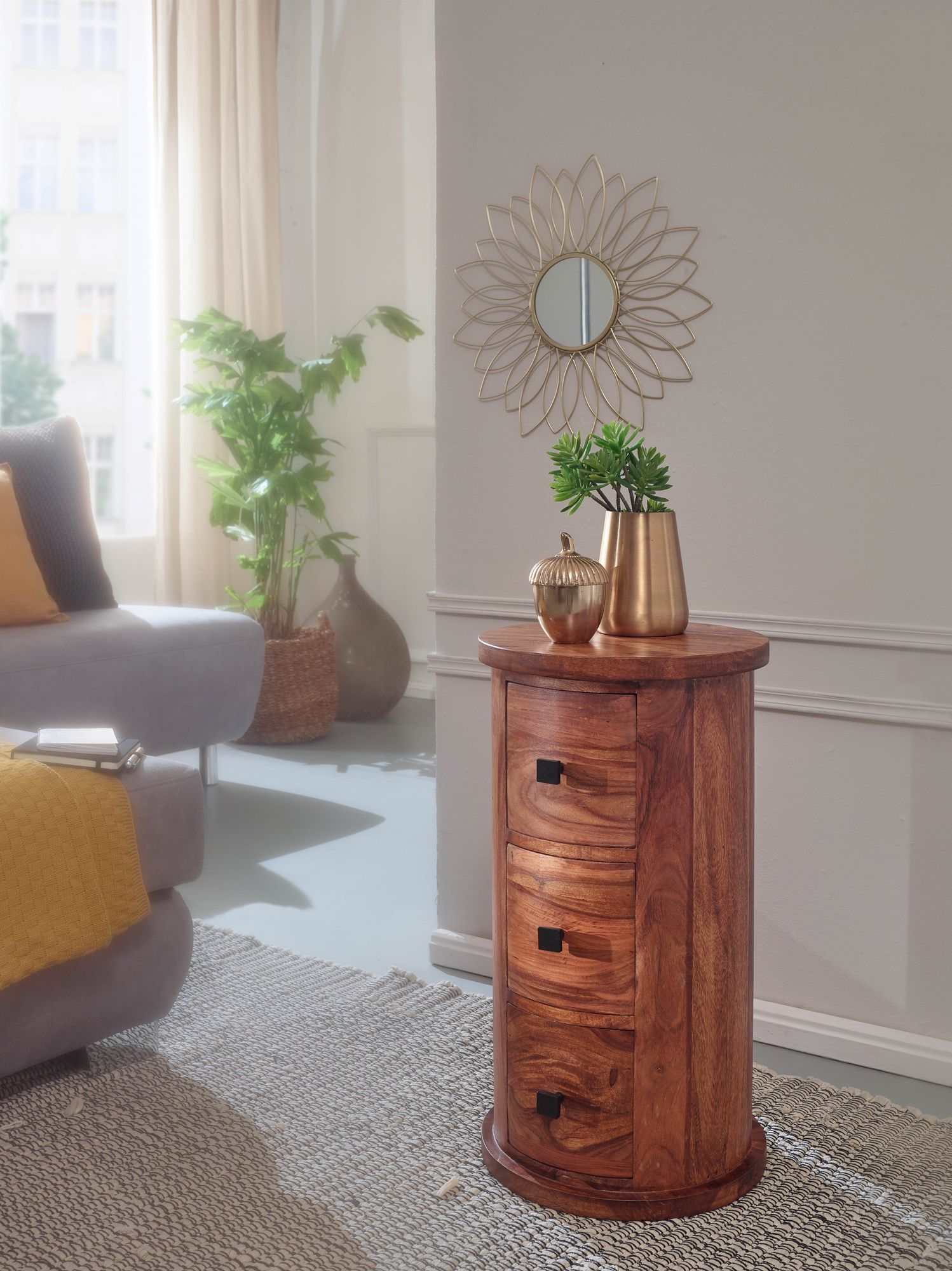 Sideboard Sunndal Sheesham Massivholz Höhe 65 cm