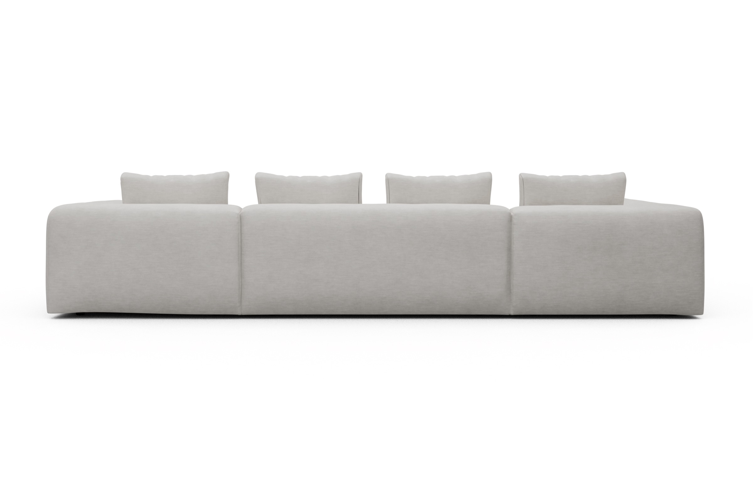 Wohnlandschaft Fred Relax-Ecke links mit 2-Sitzer und Chaiselongue rechts Vivus-Dusty-Off-White