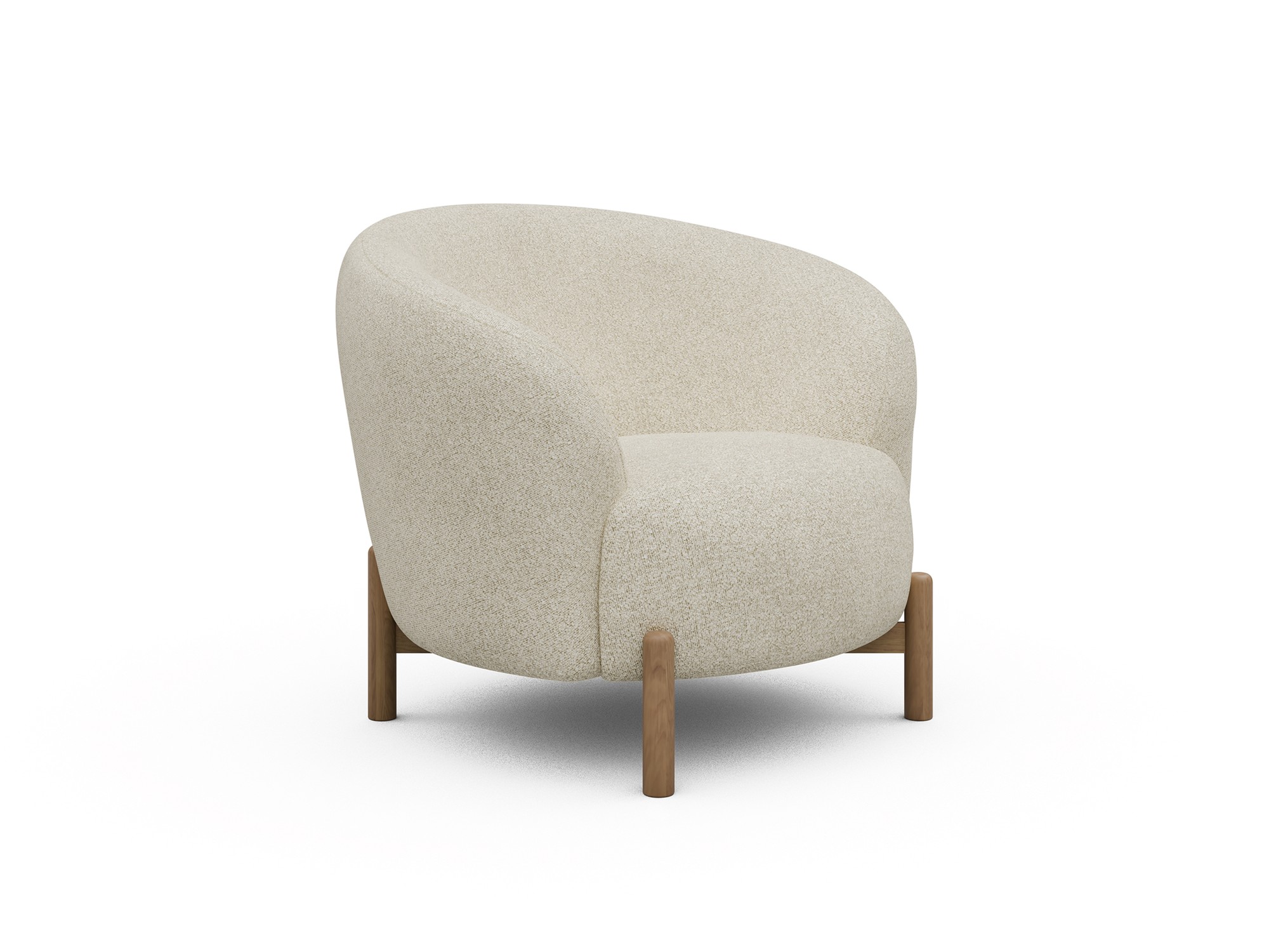 Sessel Ronda Holzbeine Eiche Natur Boucle Skandi 531-Off-White