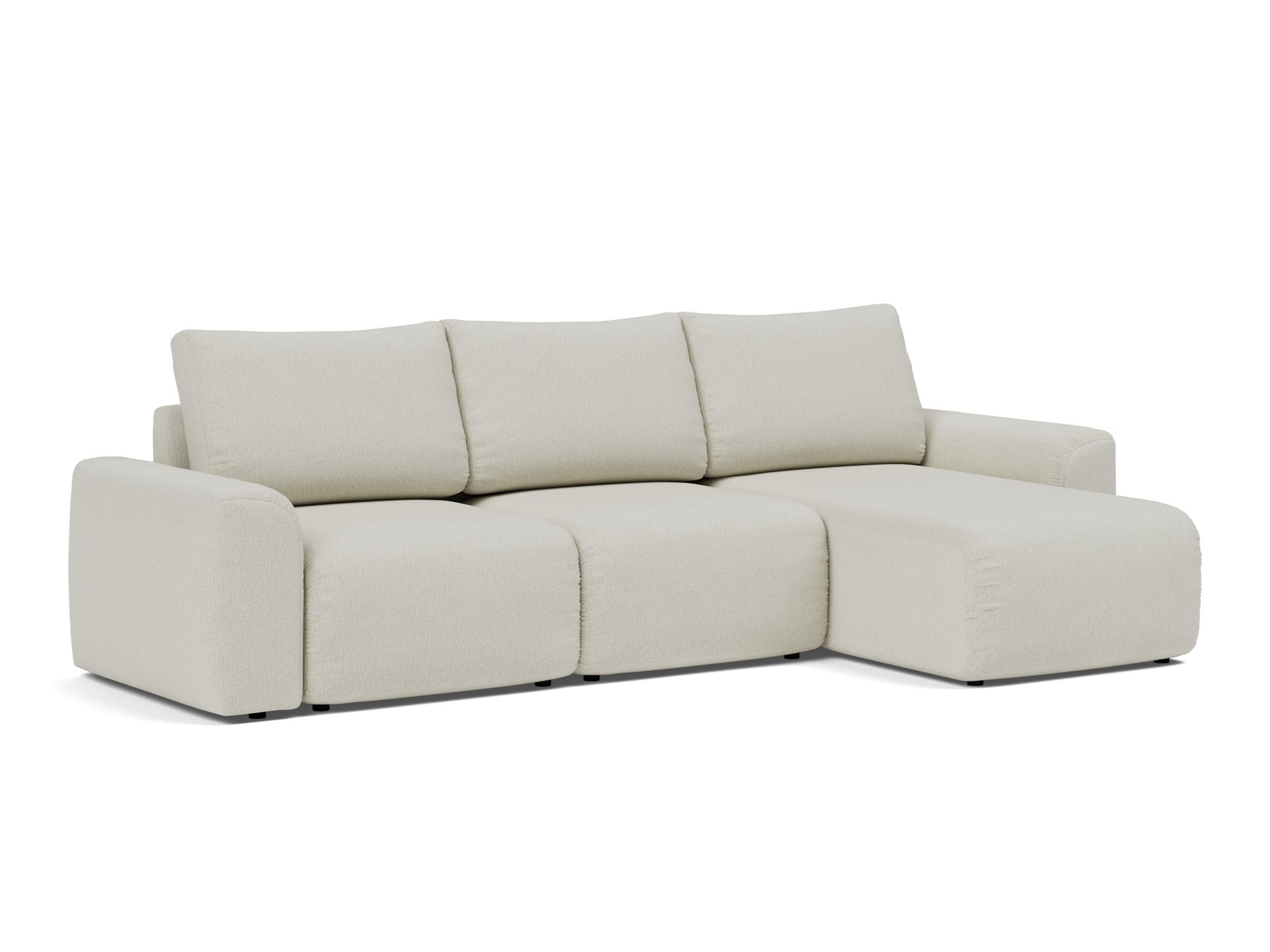 Schlafsofa Norum mit Chaiselongue und Chunky-Armlehnen Flachgewebe Mixed Dance 527-Natural