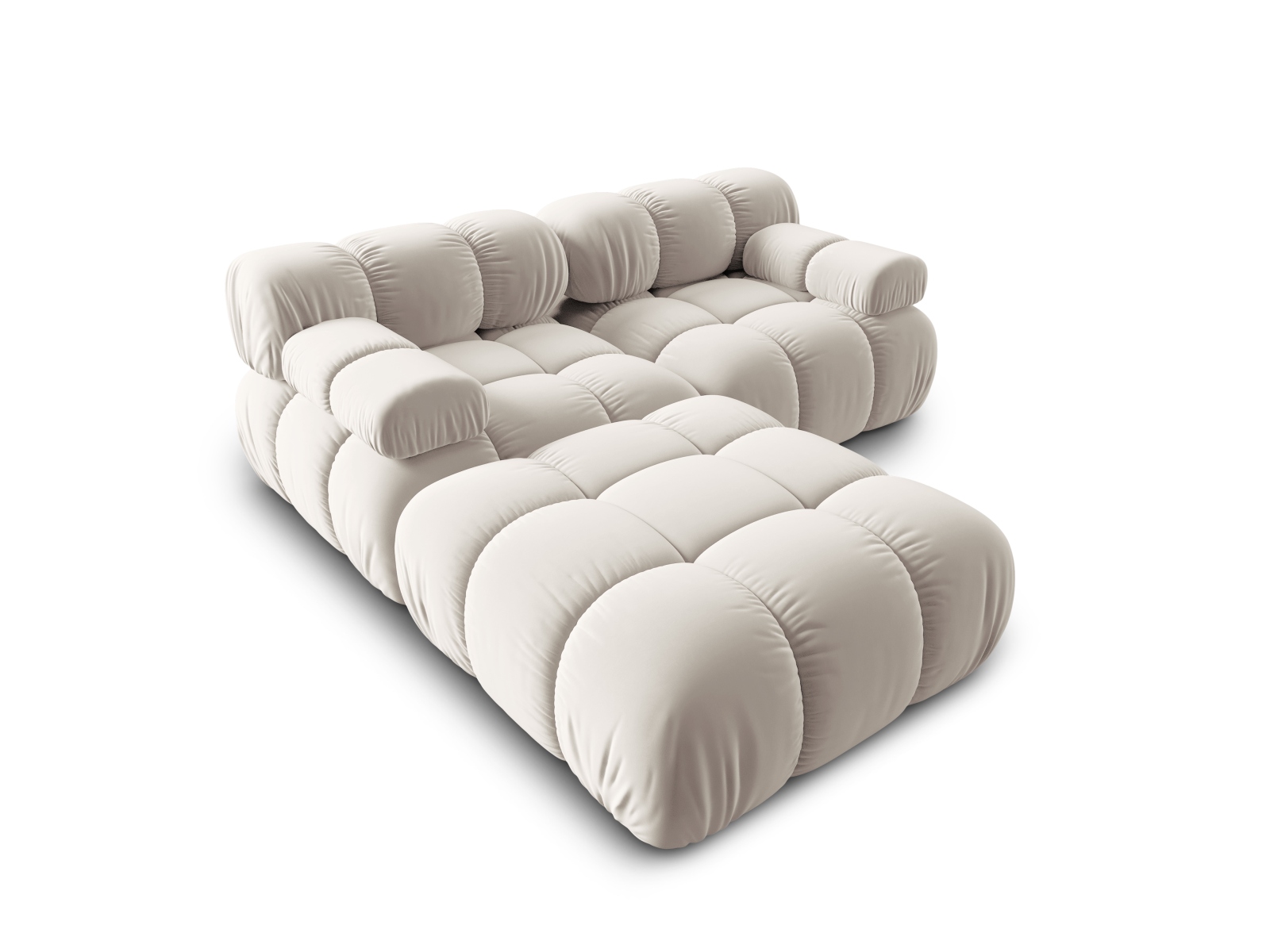 Micadoni Modulares Sofa Bellis 3-Sitzer mit flachem Modul Samt Bluvel Dunkelbeige