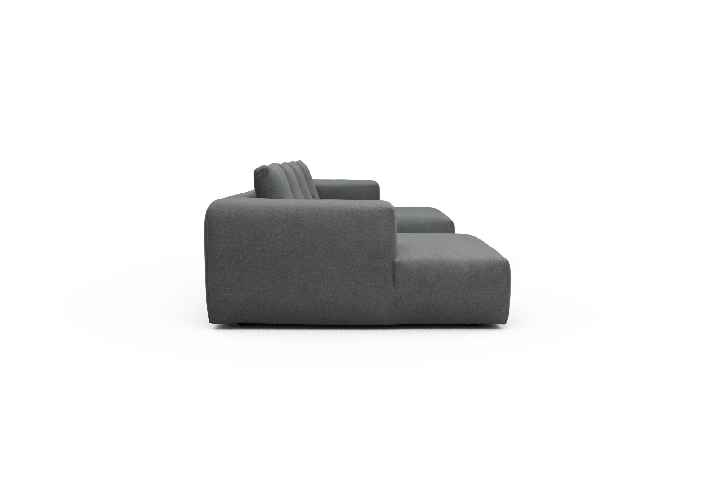 Wohnlandschaft Fred mit 2-Sitzer und Chaiselongue beidseitig Satya-Steel