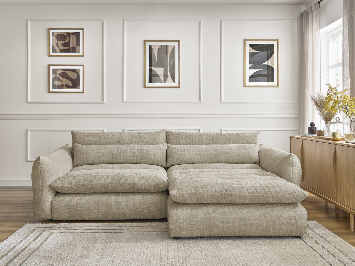 Bobochic Neil Ecksofa Strukturstoff Beige Ecke rechts