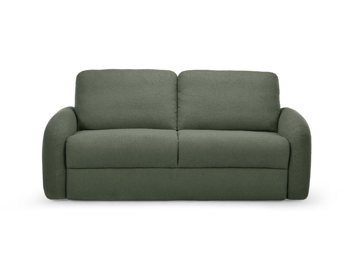 Bobochic Kenan Schlafsofa 3-Sitzer Bouclé-Stoff Grün, Liegefläche 160 × 196 cm