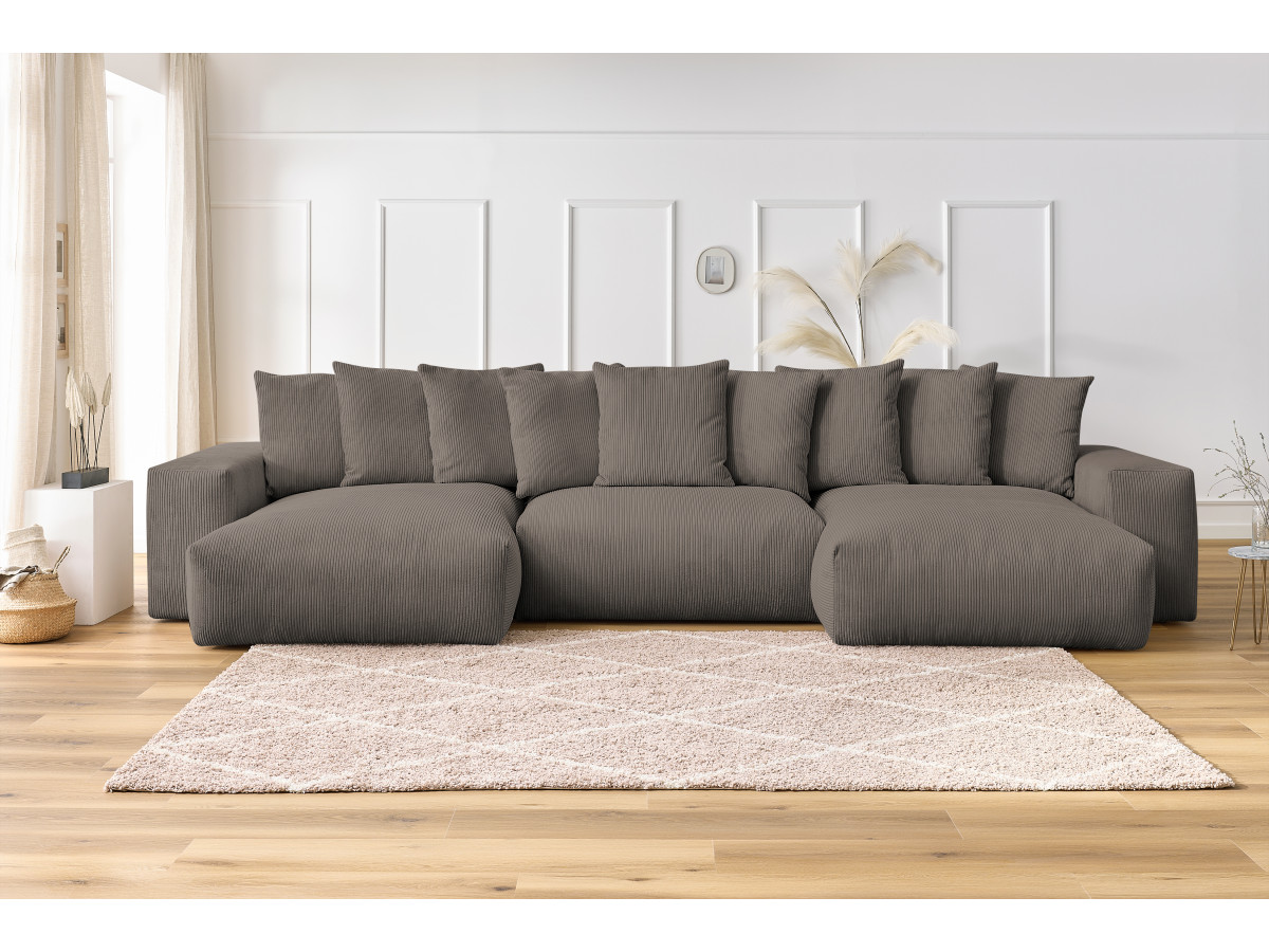 Bobochic Voltaire Wohnlandschaft 420 × 174 cm Cordsamt Taupe