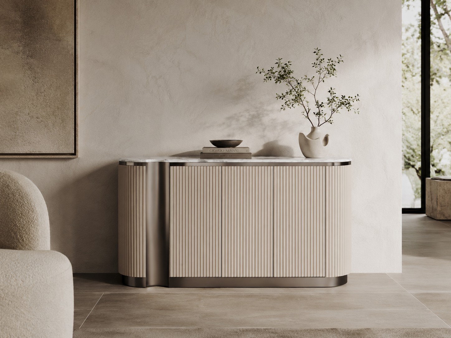 Livin Hill Sideboard Stilig 158 cm Weiß/Grau