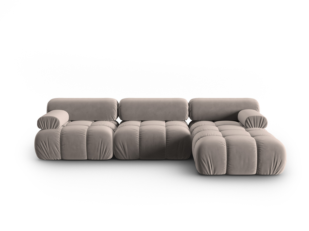 Cosmopolitan Design Modulares Ecksofa Cortina 4-Sitzer Samt Bluvel Cappuccino Rechts