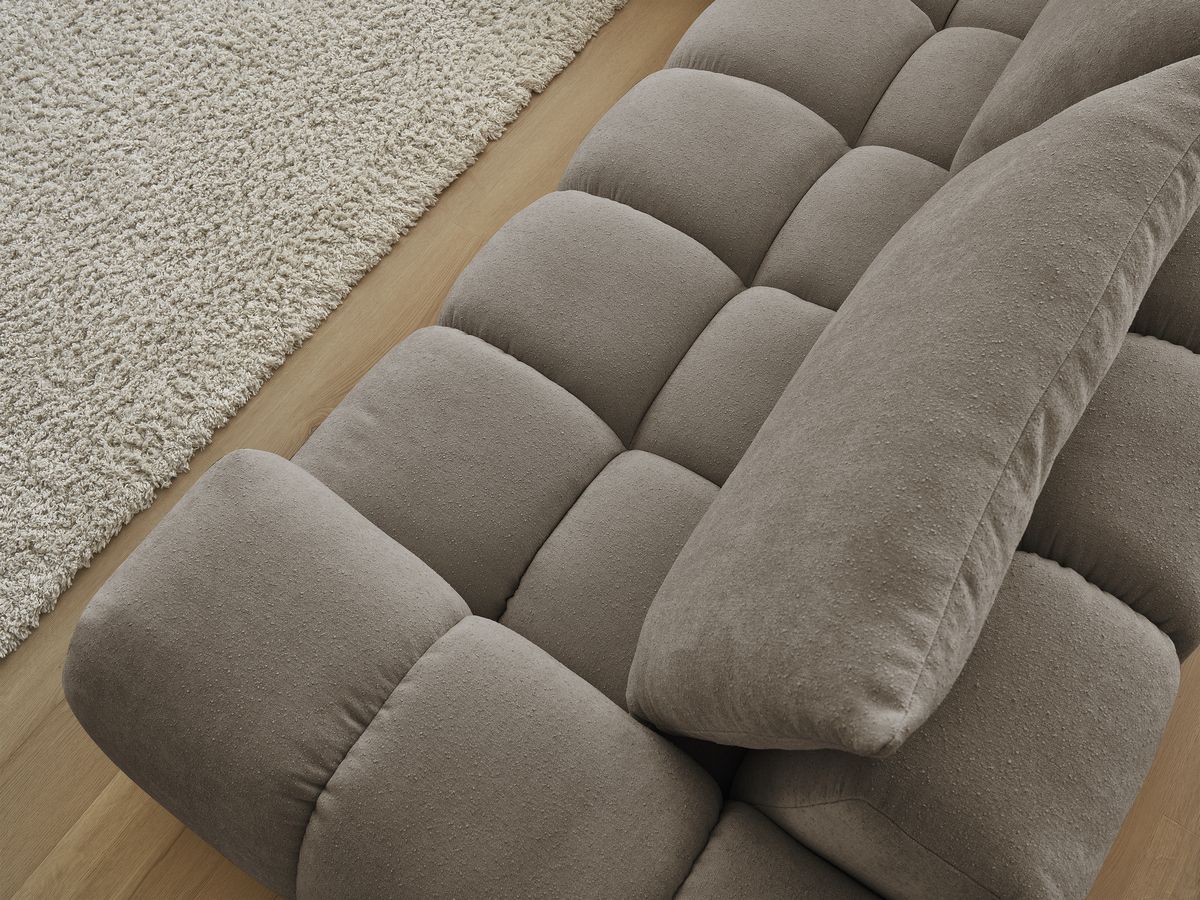Bobochic Everest Ecksofa, 4 Kissen Strukturstoff Taupe Ecke links