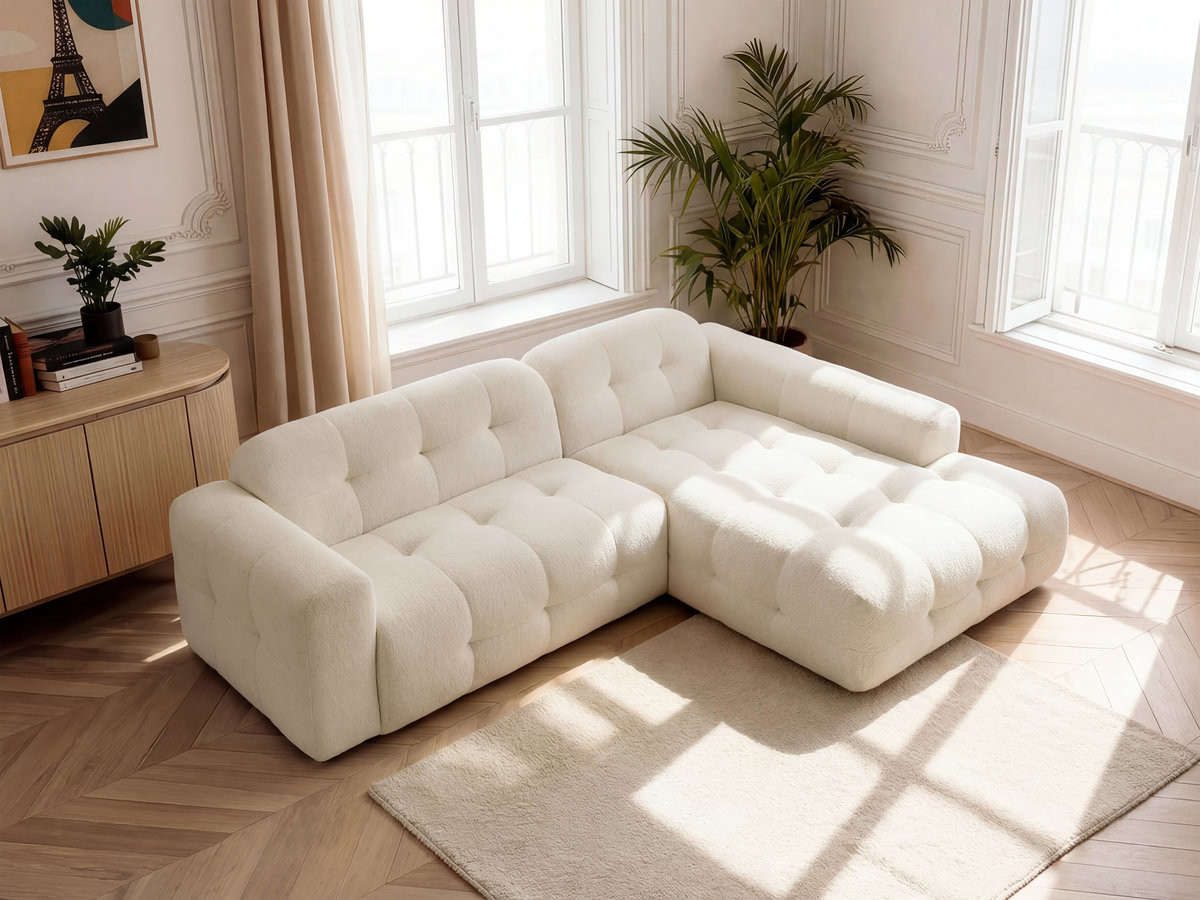 Bobochic Laura Ecksofa Melange-Stoff Beige Ecke rechts