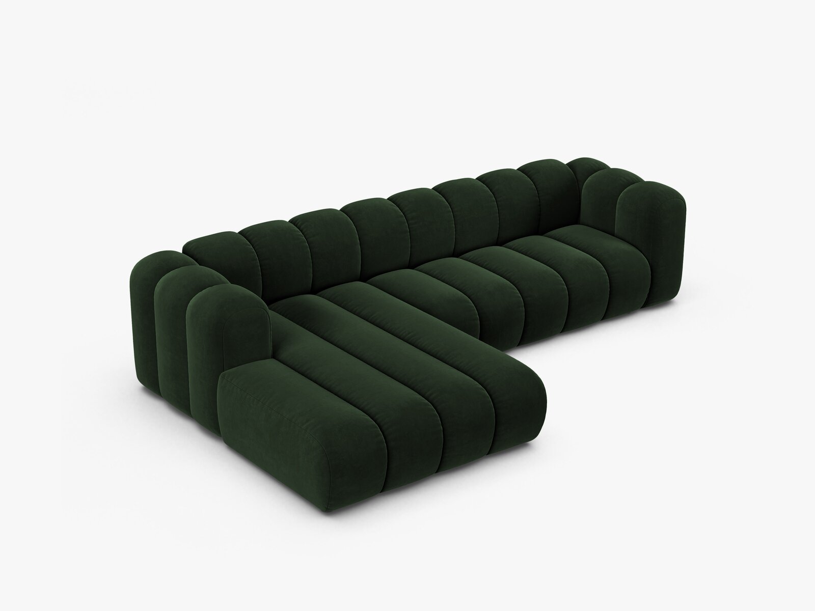 Micadoni Modulares Ecksofa Lupine 4-Sitzer Samt Venus Flaschengrün Links