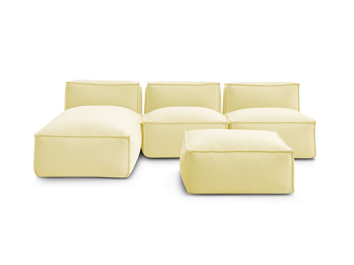 Bobochic Biarritz Gartensofa 4-Sitzer mit Pouf 252 × 168 cm Melange-Stoff Gelb