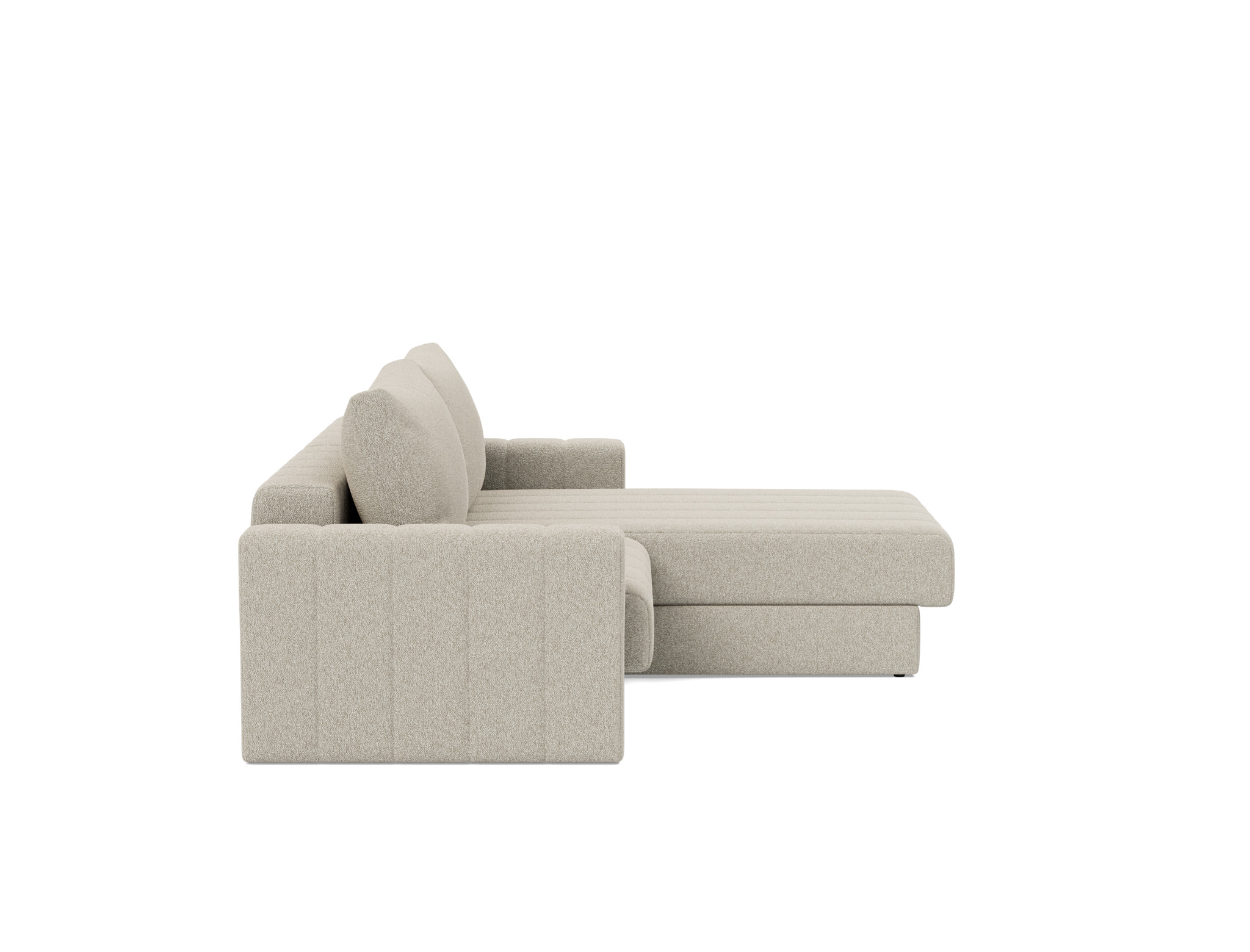 Schlafsofa Akello mit Chaiselongue und Armlehnen Boucle Skandi 539-Beige