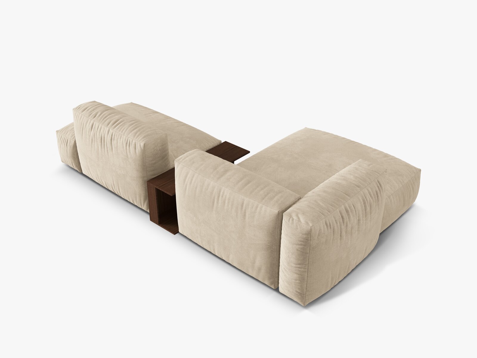 Micadoni Ecksofa Martina 2-Sitzer mit Couchtisch Links Samt Helles Beige