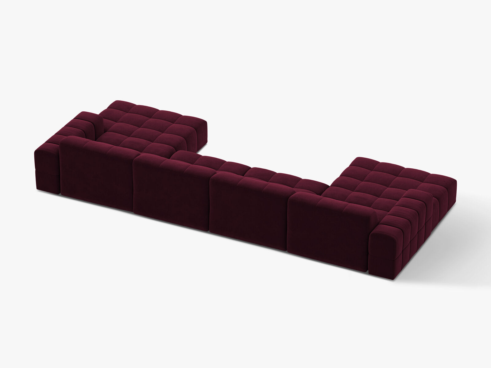Micadoni Panorama Sofa Jennifer 6-Sitzer Samt Venus Burgunder