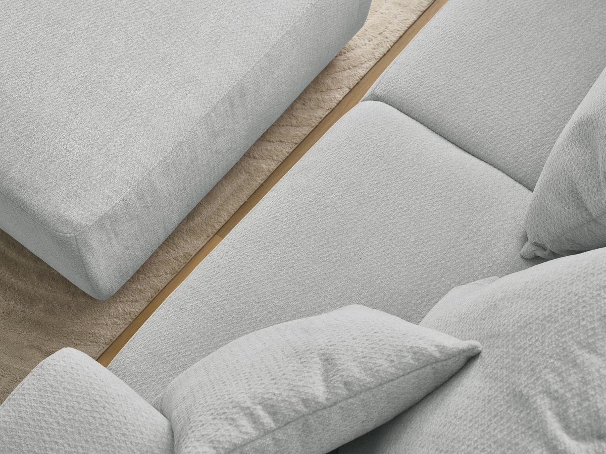 Bobochic Sidonie Sofa 4-Sitzer mit Pouf Melange-Stoff Hellgrau