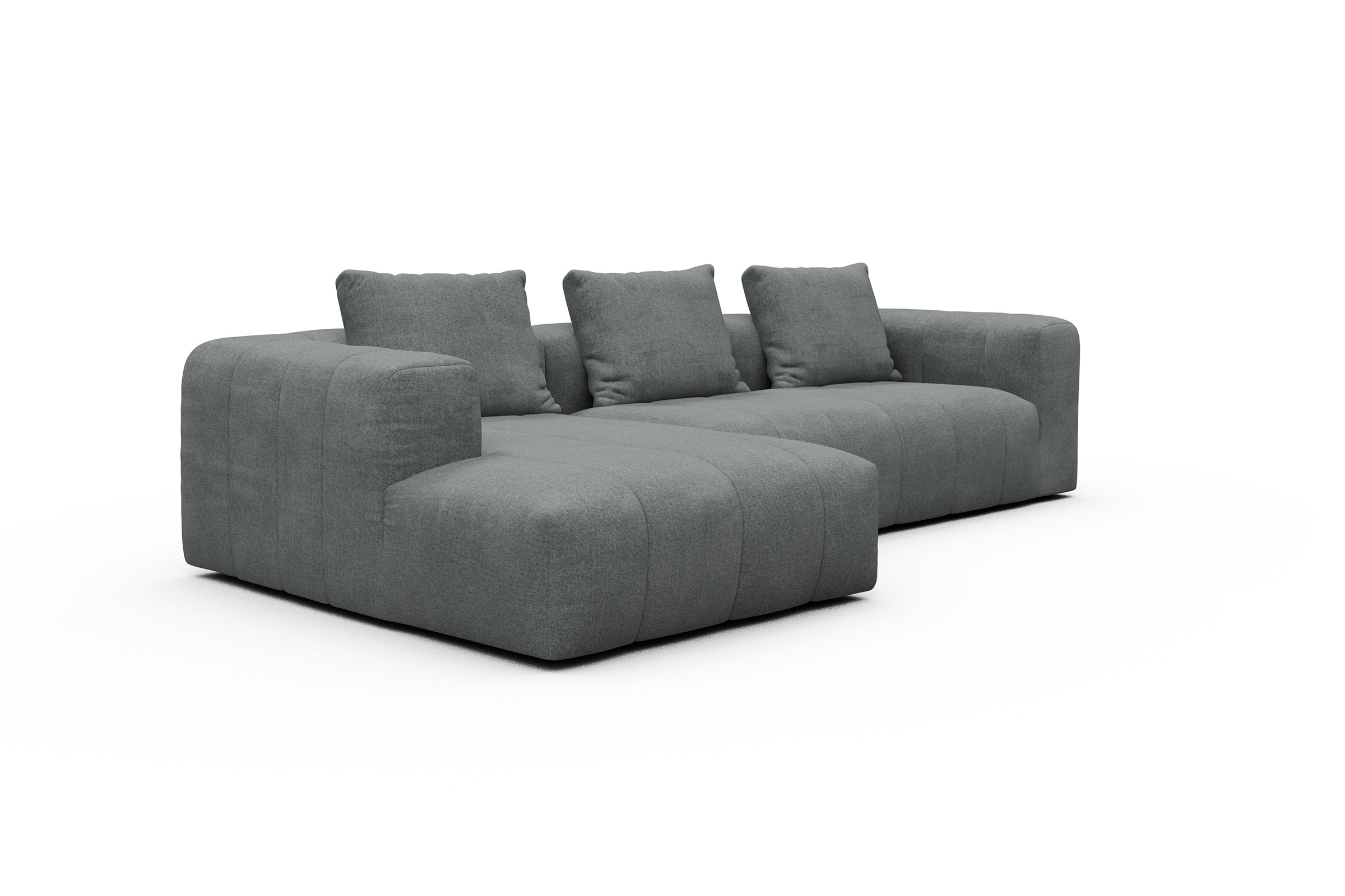 Ecksofa Hugo 2,5-Sitzer Armlehne rechts mit Chaiselongue Casone-Gravel-Grey