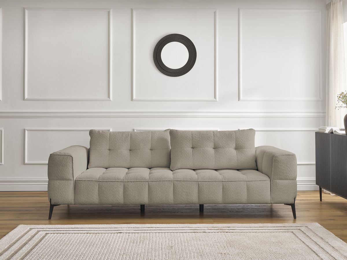 Bobochic Anis Sofa 3-Sitzer Bouclé-Stoff Taupe