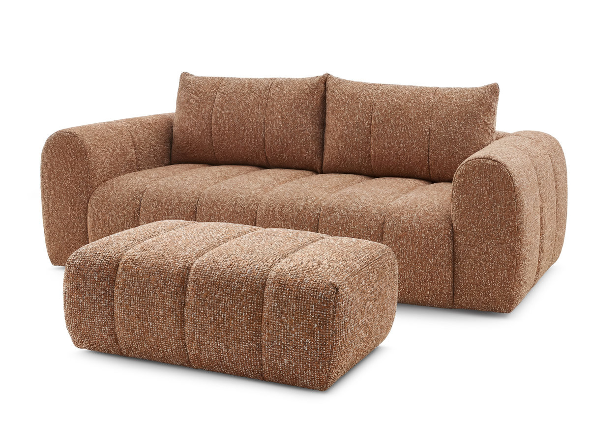 Bobochic Nesty Sofa 3-Sitzer mit Pouf Melange-Stoff Orange