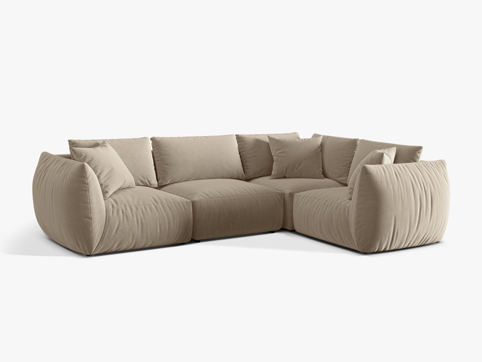 Micadoni Ecksofa Chris 4-Sitzer Rechts Samt Ecru