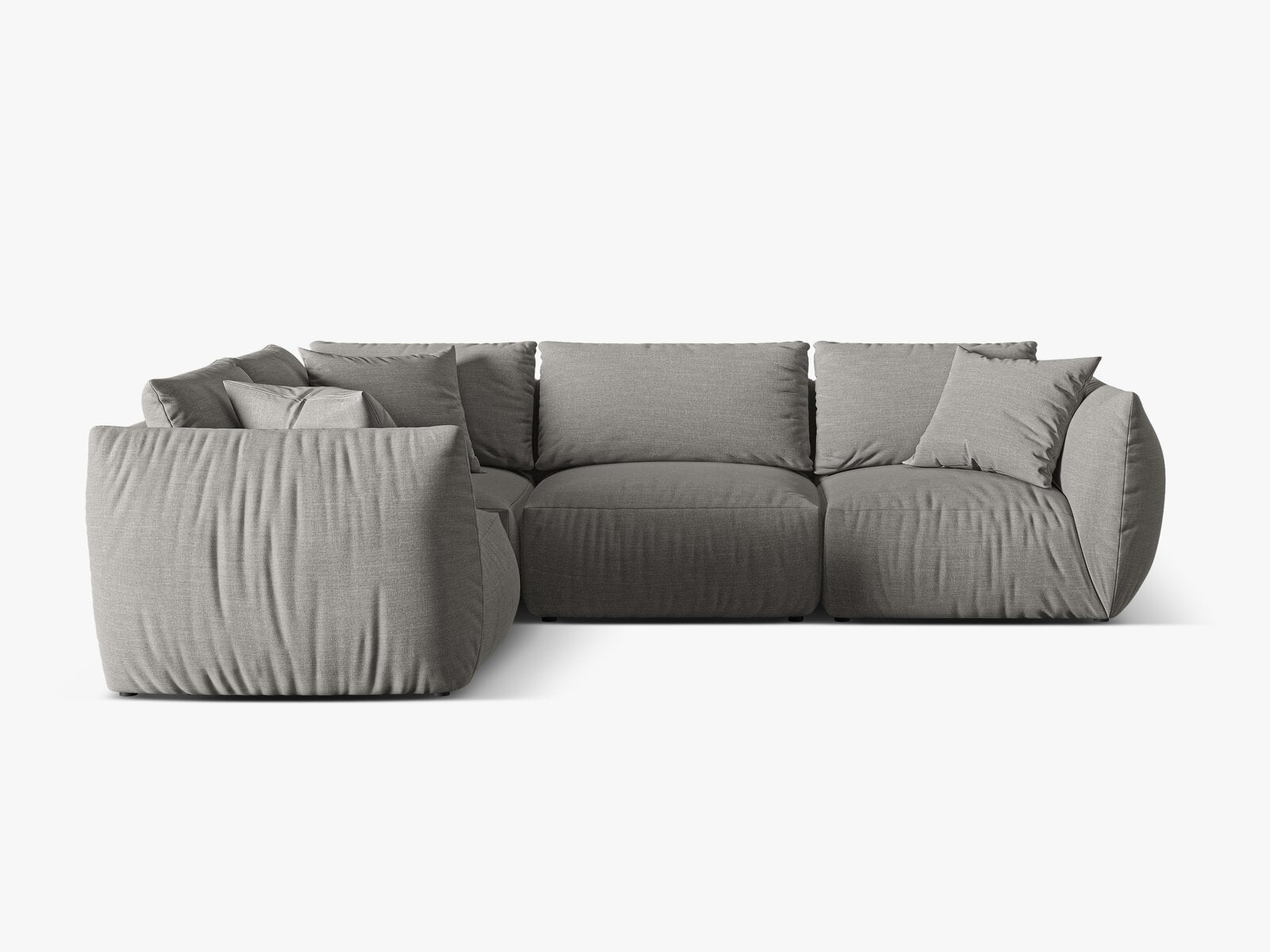 Micadoni Ecksofa Chris 4-Sitzer Links Strukturierter Stoff Warmes Grau