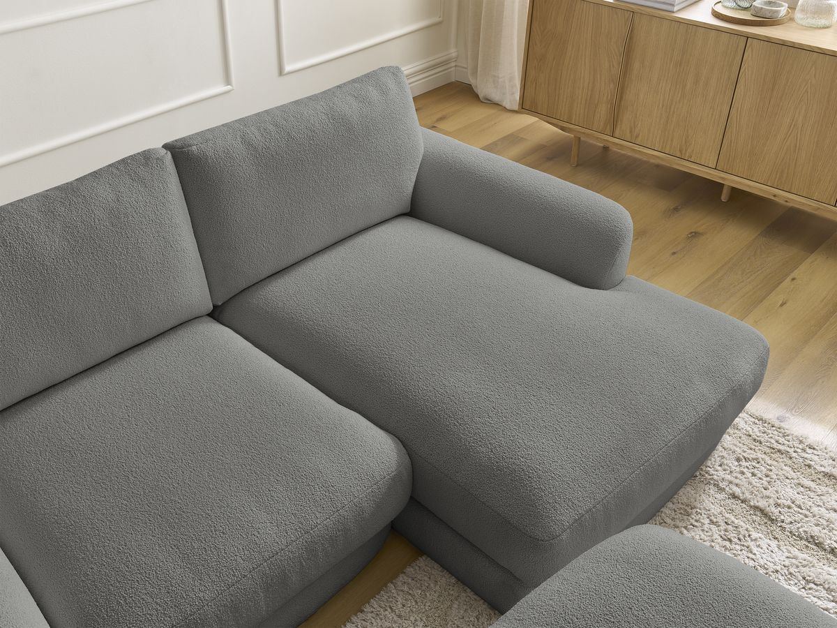 Bobochic Leonore Ecksofa mit Pouf Bouclé-Stoff Dunkelgrau Ecke rechts