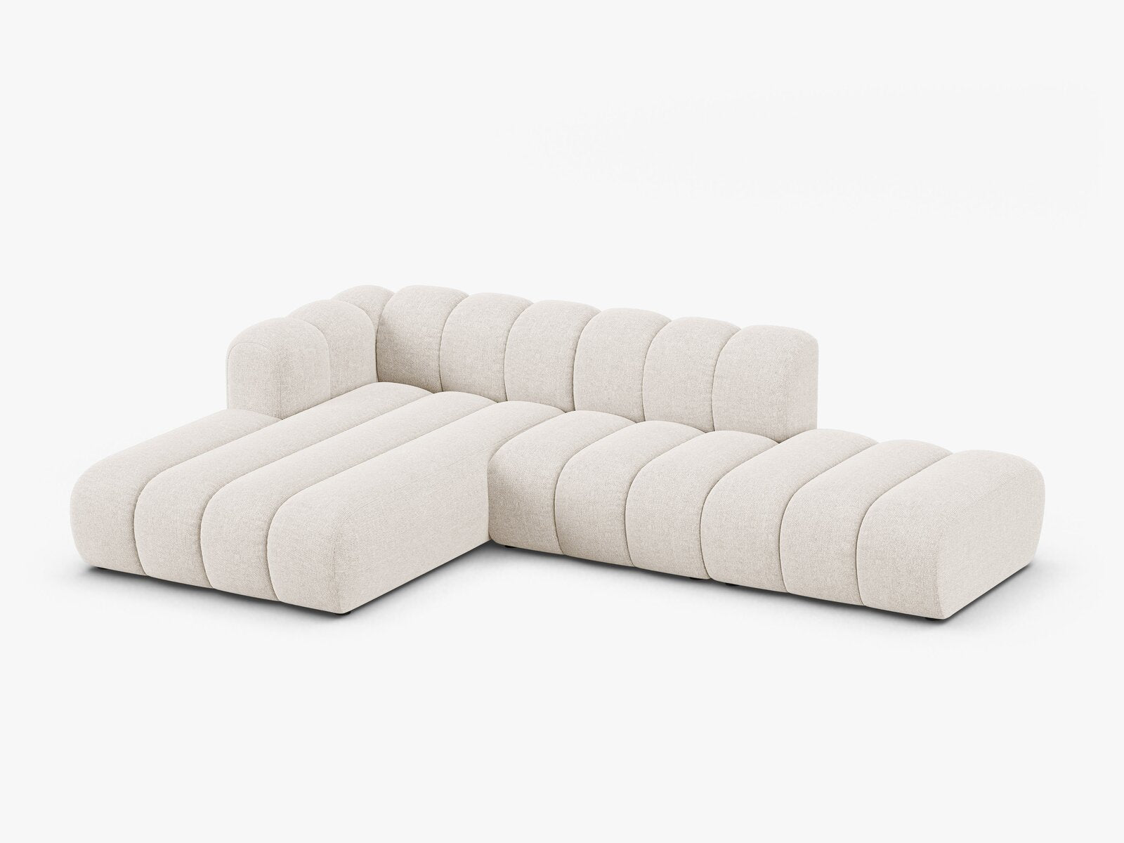 Micadoni Modulares Ecksofa offen Lupine 5-Sitzer Links Chenille Eden Helles Beige