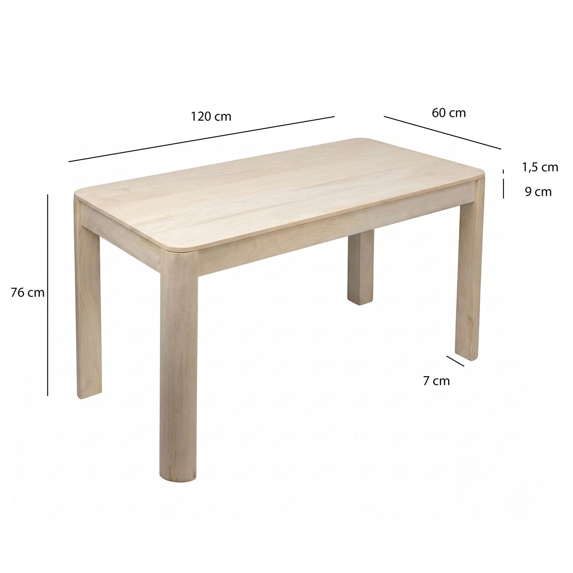 Esstisch Nesttun Mango Massivholz Weiß 120 × 60 × 76 cm