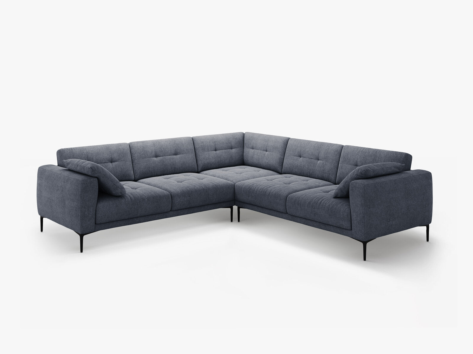Micadoni Ecksofa Bemy 5-Sitzer Strukturierter Stoff Dunkelblau