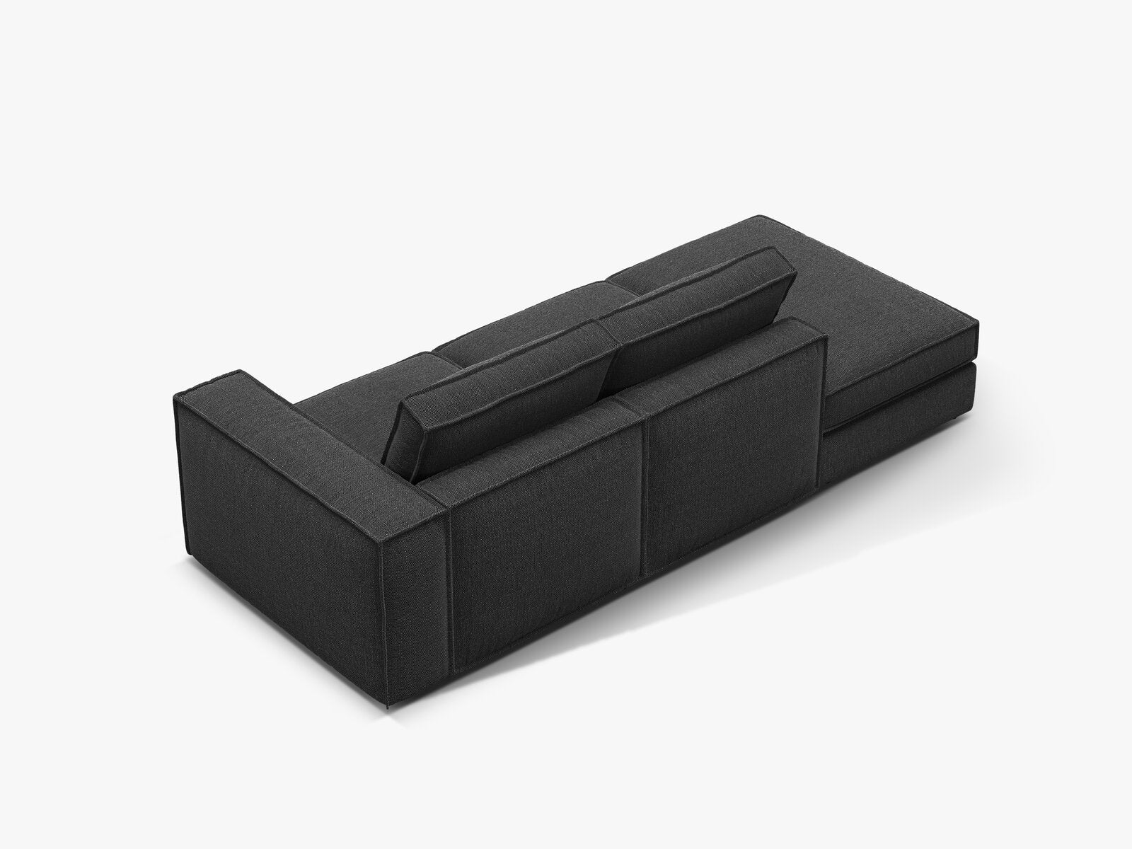 Micadoni modulares offenes Sofa Pola 3-Sitzer Links Strukturierter Stoff Babel Schwarz