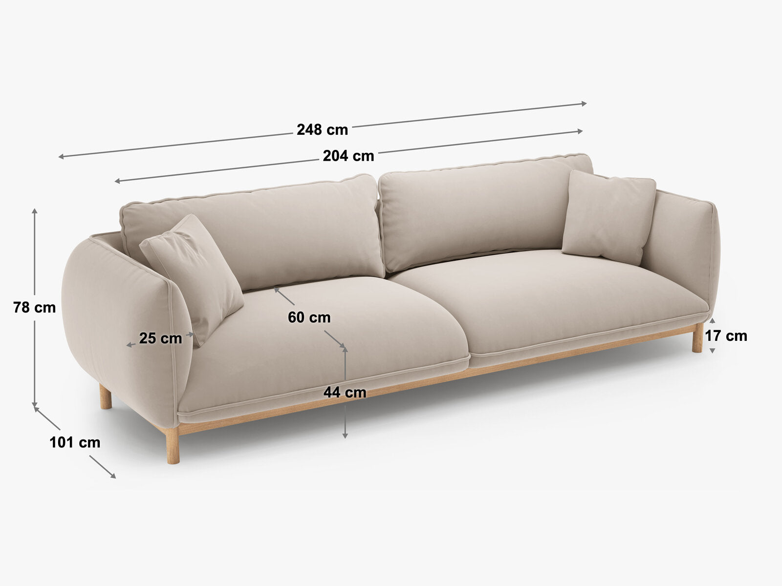 Micadoni Ada Sofa 4-Sitzer Strukturierter Stoff Wind Kastanienbraun