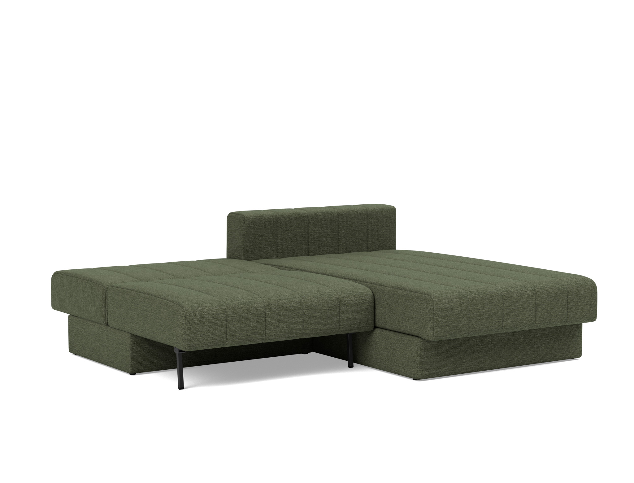Schlafsofa Akello mit Chaiselongue Strukturierter Stoff Taura 353-Forest