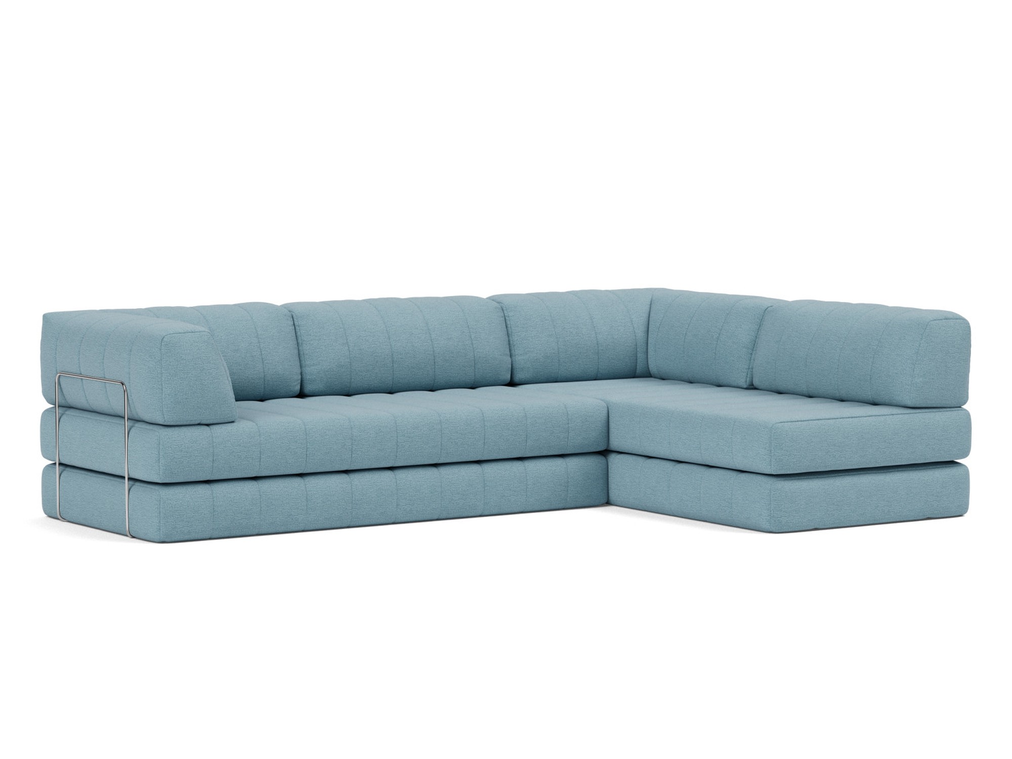 Eck-Schlafsofa CozyPad L-Form mit Armlehne Flachgewebe Mixed Dance 525-Light-Blue
