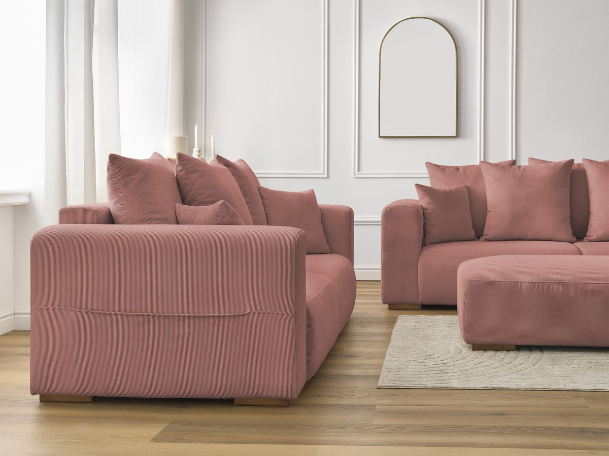Bobochic Sidonie Sofa 6-Sitzer mit Pouf Cordsamt Rosa