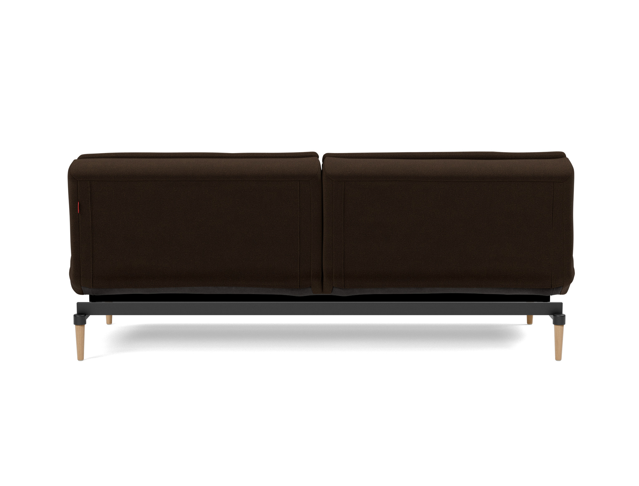 Schlafsofa Dublexo Strukturierter Stoff Taura 358-Chocco Beine Styletto Eiche hell