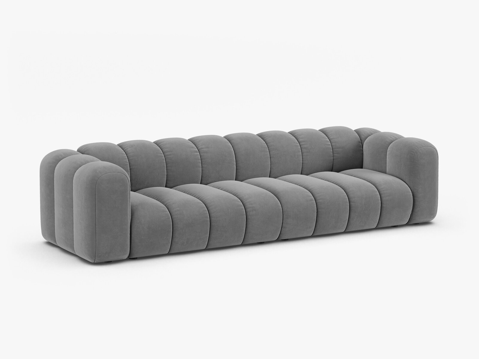 Micadoni Modulares Sofa Lupine 4-Sitzer Samt Venus Hellgrau