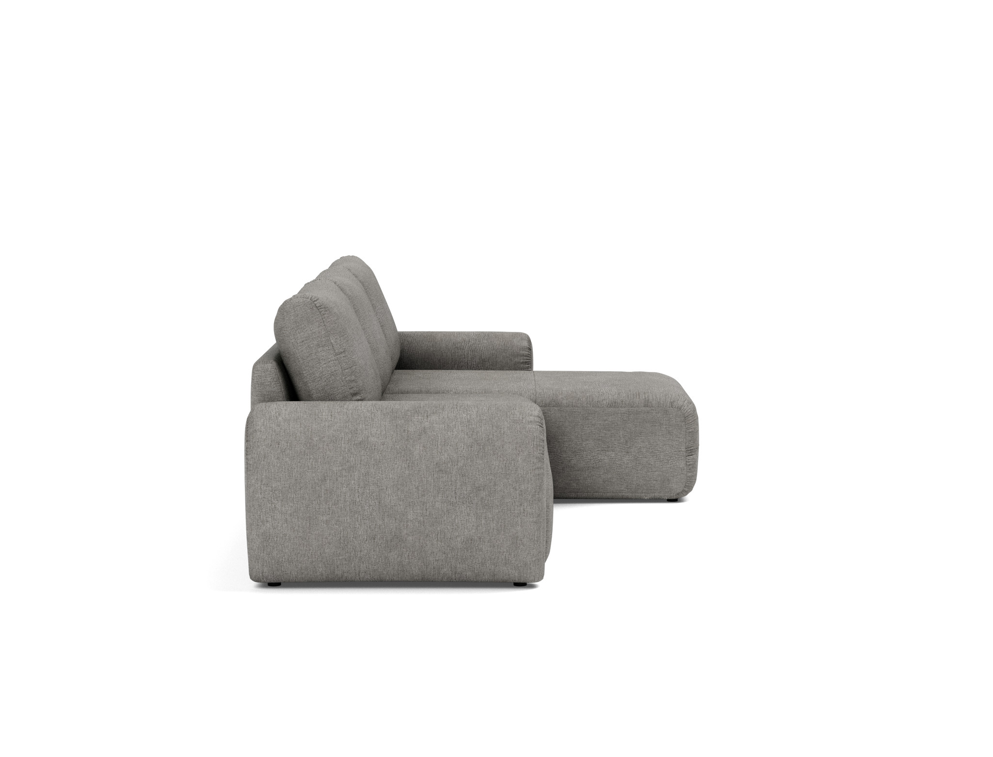 Schlafsofa Norum mit Chaiselongue und Curve-Armlehnen Flachgewebe Avella 282-Warm-Grey