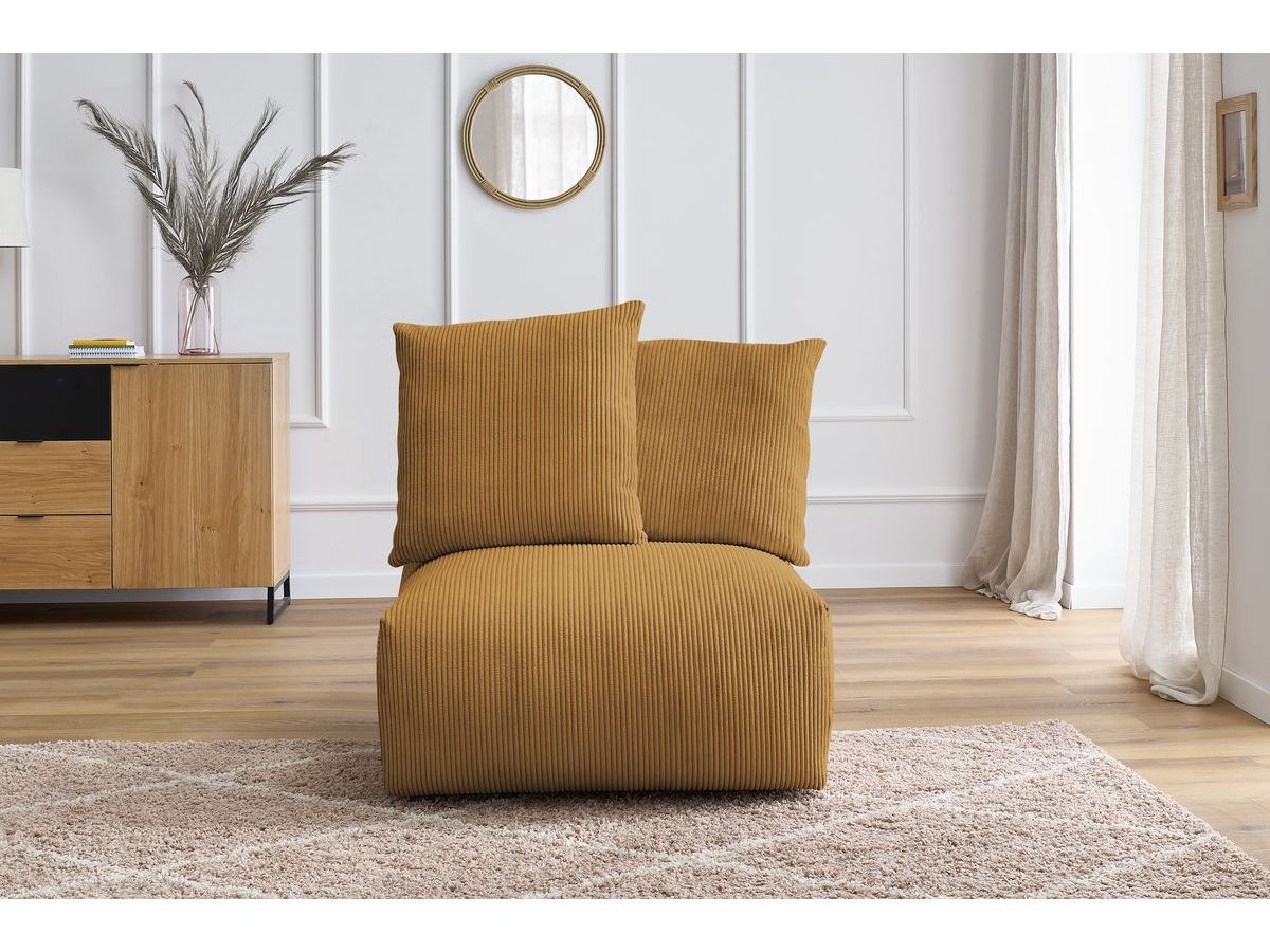 Bobochic Voltaire Sofamodul 1-Sitzer 90 × 100 cm Cordsamt Gelb